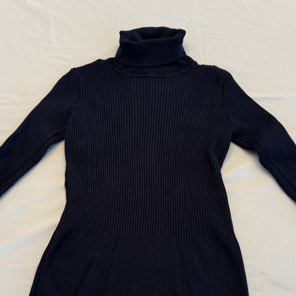 Ninovino Elegant Navy Ribbed Turtleneck Sweater Large